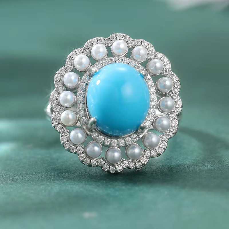 YoYo Ring, synthetische Türkise, Imitationsperlen, Damen - Bild 4