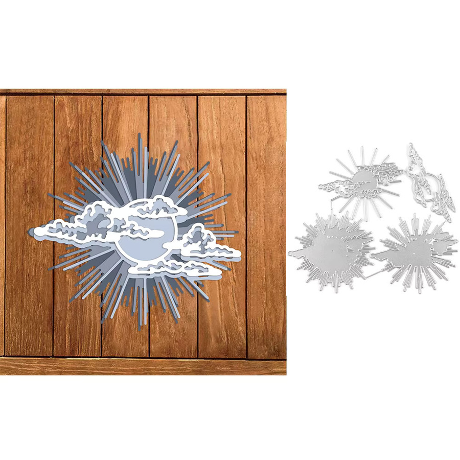 Metall-Stanzformen Sonne Mond und Wolke in Silber für DIY-Kartenherstellung und Scrapbooking - Bild 1