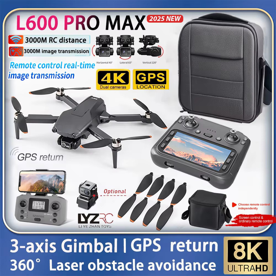WDSZKMYF L600 Pro MAX Drohne mit 8K HD Kamera, 3-Achsen Gimbal, GPS, Hindernisvermeidung und 5G WIFI FPV, Grau - Bild 2