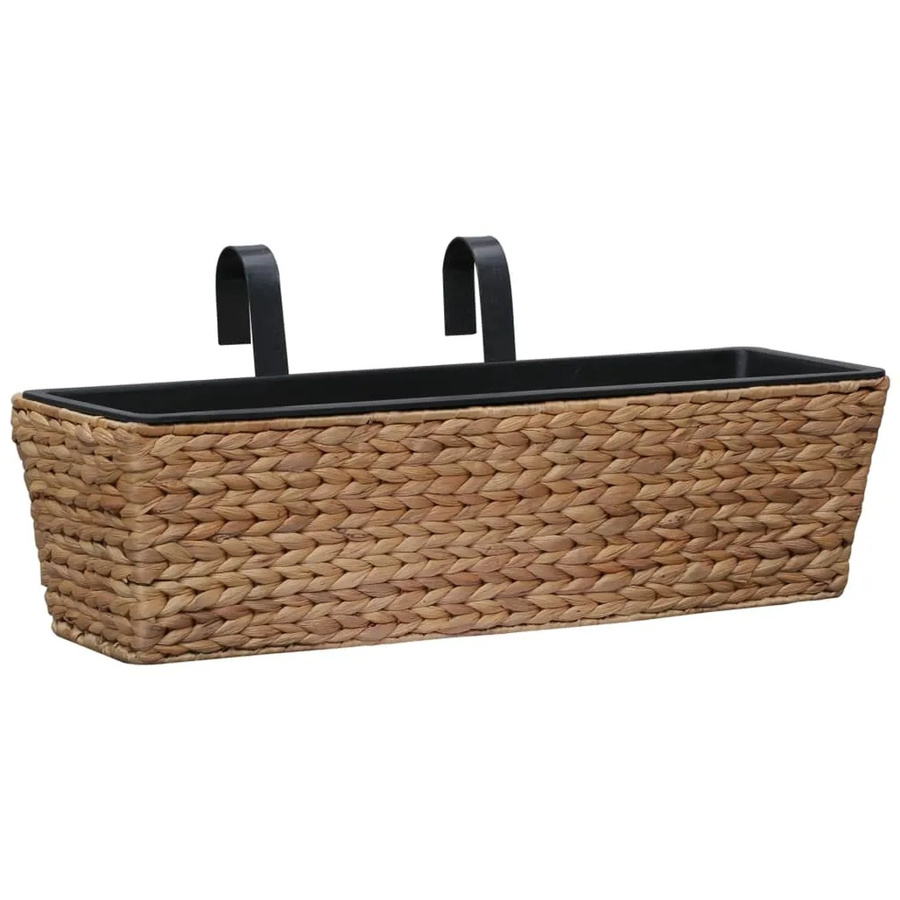 vidaXL Pflanzkübel Set aus 2 Stück aus Wasserhyazinthe und Stahlrahmen in Braun, B/T/H: 60 x 20 x 18 cm - Bild 2