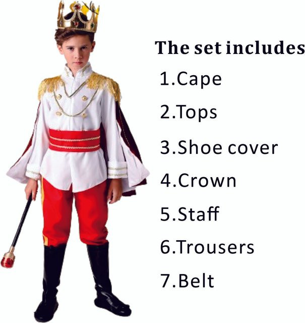 Roter Prinz Cosplay Kostüm, Fantasy, 7-teiliges Set - Bild 1