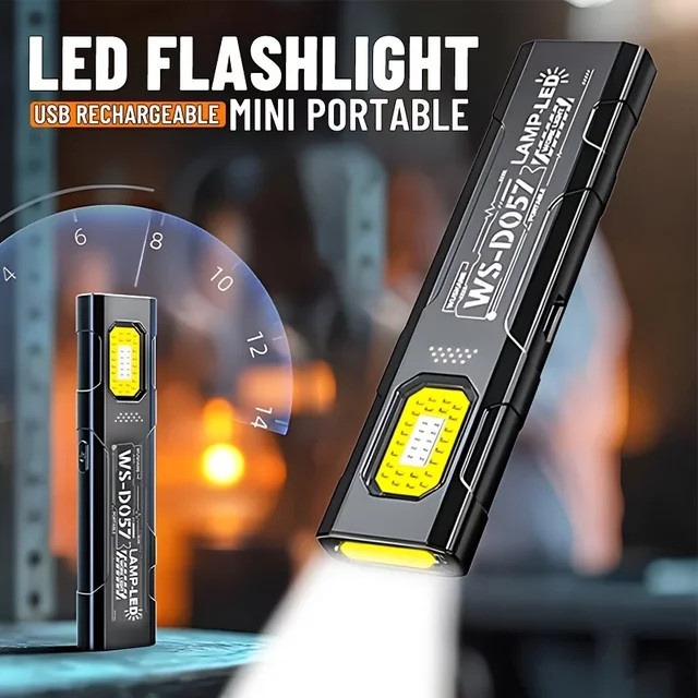 Heinast Mini-LED-Taschenlampe in Schwarz mit USB-Ladefunktion, Magnet und Stiftclip für Notfall, Arbeit und Camping - Bild 1