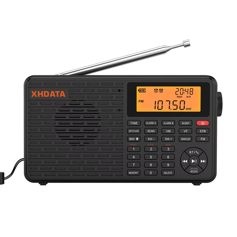XHDATA D-109 Stereo Digitales Tragbares Radio in Schwarz mit AM, SW, MW, FM, Bluetooth und TF-Kartenspieler - Bild 4