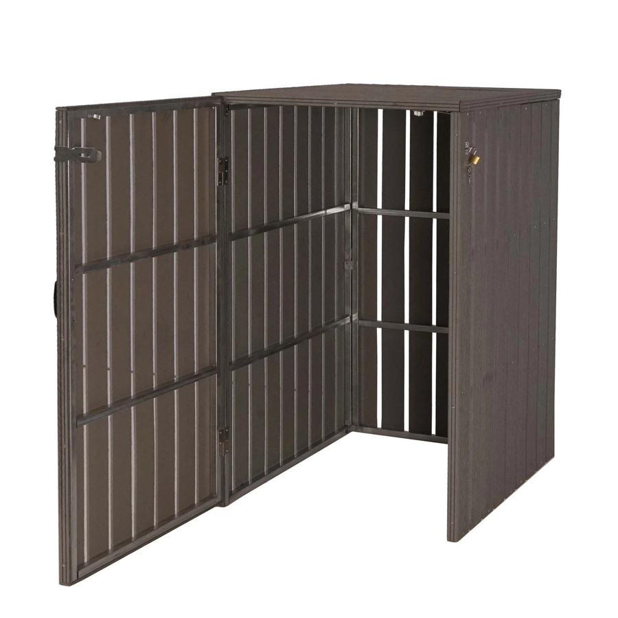 MCW WPC-Mülltonnenverkleidung J28 Mülltonnenbox in Holzoptik Grau, B/T/H: 115 x 77 x 97 cm - Bild 2