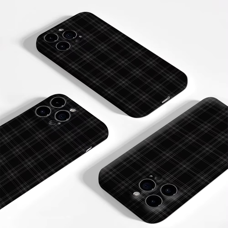 Potdemiel Robuste Karierte Handyhülle für iPhone 17 16 15 14 13 Pro Max Plus mit Magnetfunktion in Schwarz - Bild 3