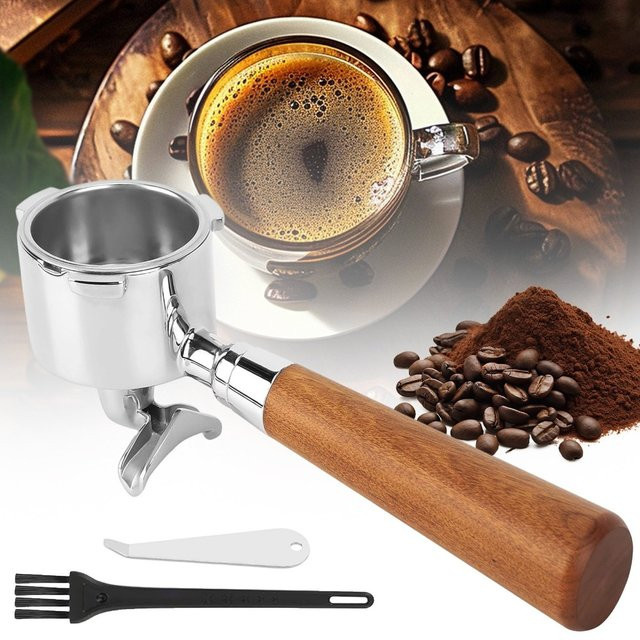 DeLonghi Kaffeefilterhalter 51 mm aus Edelstahl in Silber, kompatibel mit Dedica EC680 und EC685, inklusive Reinigungsbürste - Bild 1