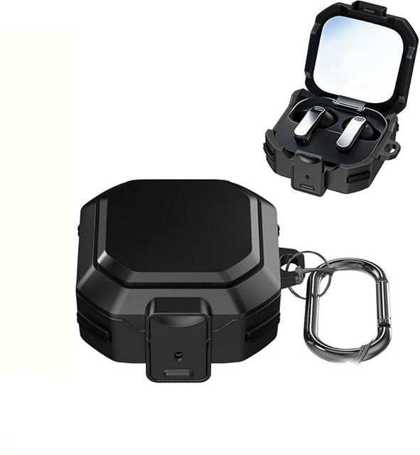 Robuste Militär-Schutzhülle für Samsung Galaxy Buds 4 und Buds 4 Pro mit Schalterverschluss in Schwarz und Lila - Bild 1