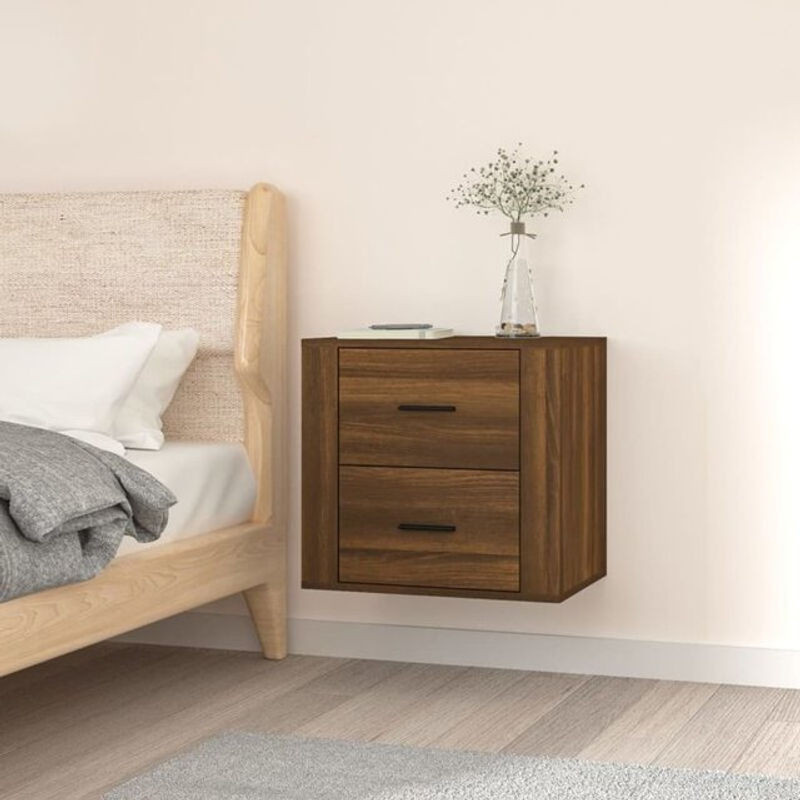 Vidaxl Wand-Nachttisch in Braun Eichen-Optik, Modern, B: 36 cm, T: 50 cm, H: 47 cm - Bild 1