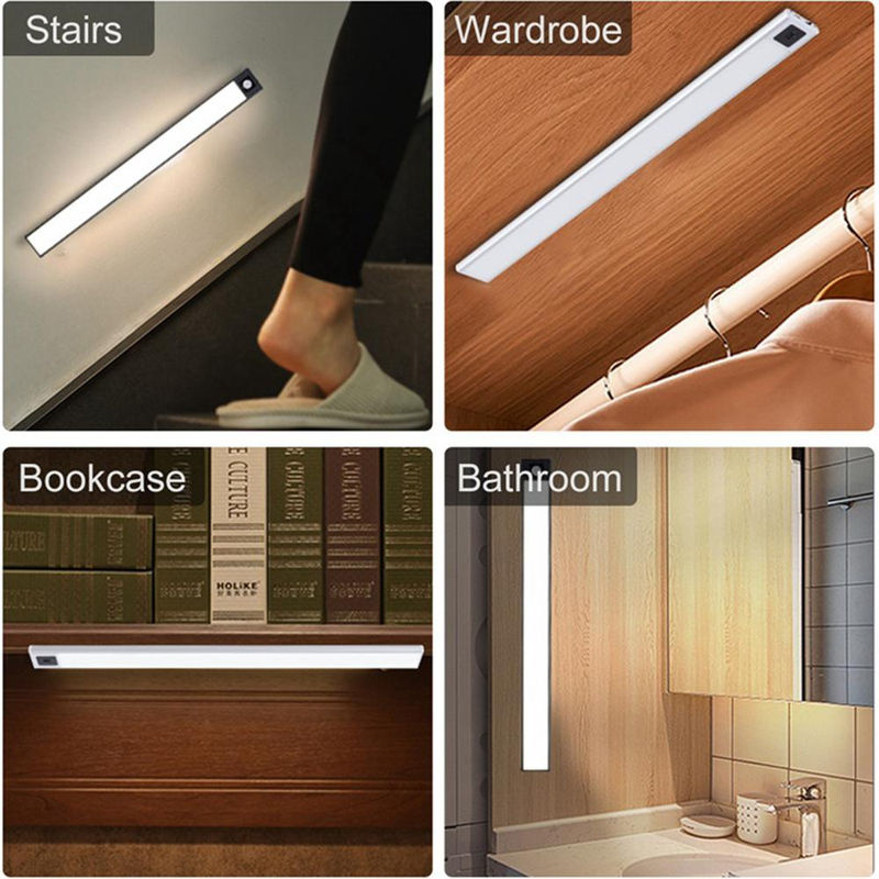 Rybakov Home Lighting USB-LED-Schrankleuchte aus Aluminium mit PIR-Bewegungssensor, silberfarben, wiederaufladbar - Bild 2