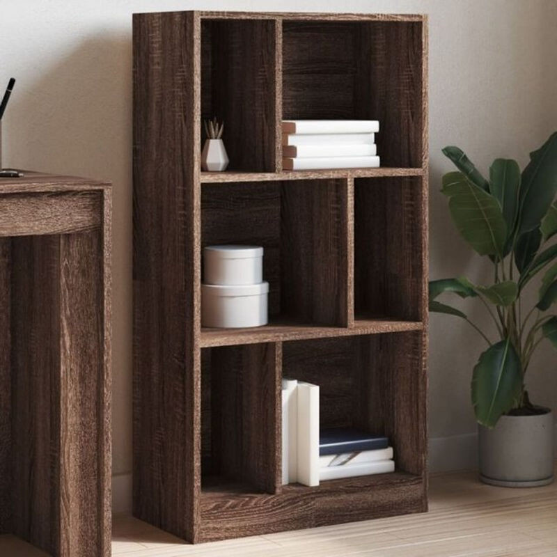 Vidaxl Bücherregal aus Holzwerkstoff in Braun, minimalistisches Design, B/T/H: 57 x 28,5 x 107,5 cm - Bild 1