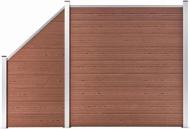 vidaXL WPC Zaun-Set aus Aluminium in Braun mit 1 Quadrat- und 1 Schrägelement, B/H: 273 x 186 cm - Bild 1