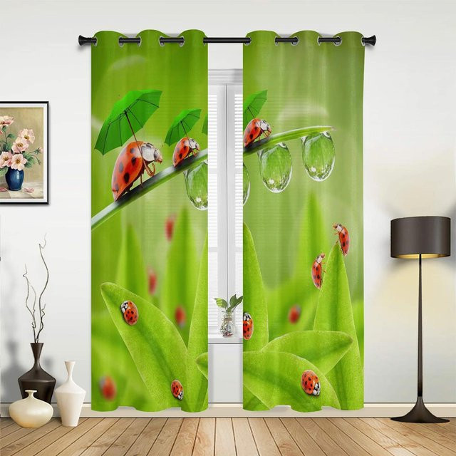 Moderne Hallenvorhänge mit grünem Ginkgo-Blatt-Muster von Household supplies MH, halbtransparent, Breite: 135 cm, Höhe: 60 cm - Bild 1
