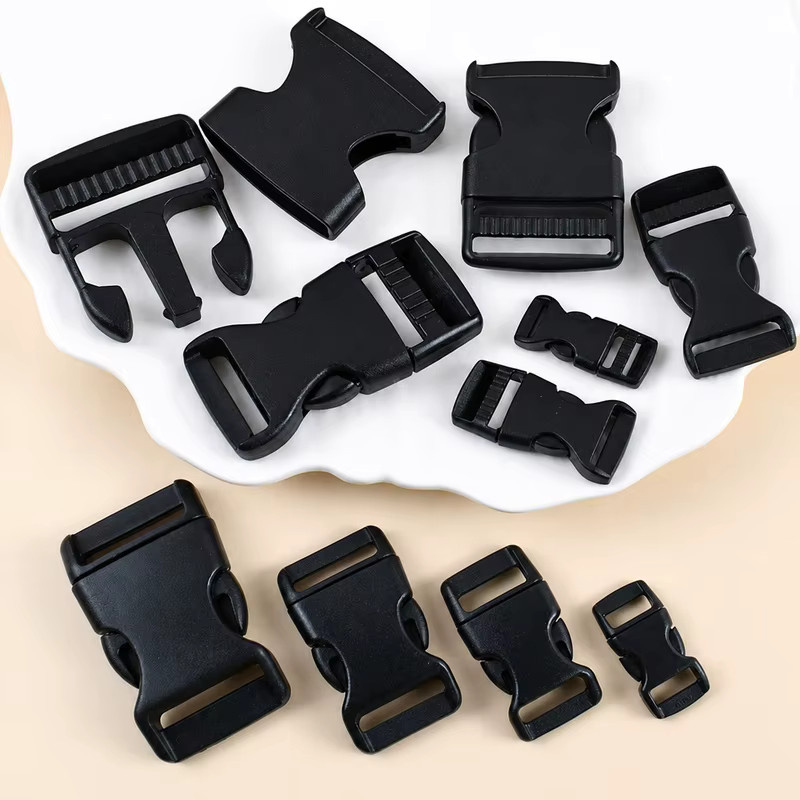 Meetee Seitliche Schnellverschluss-Schnallen aus Kunststoff in Schwarz für Taschenriemen und Hundeleinen, 10-38mm - Bild 3
