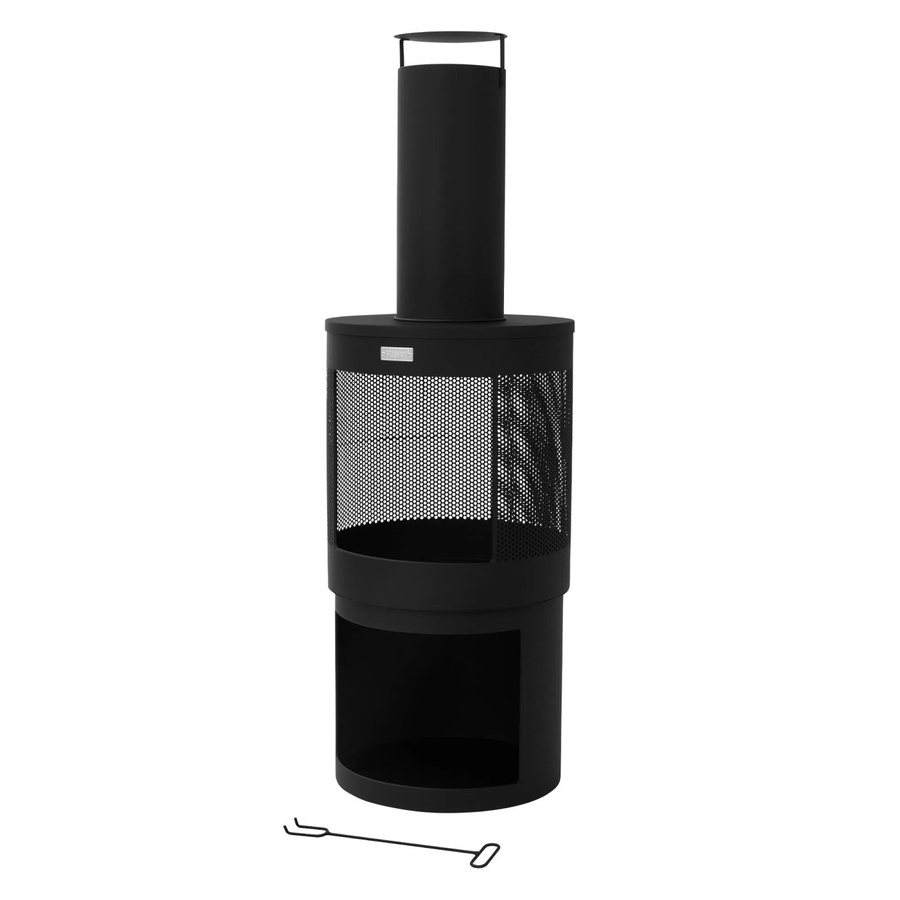 ML-Design Gartenkamin mit Schornstein aus Stahl in Schwarz für den Outdoor-Bereich, Höhe: 131 cm, Durchmesser: 45 cm - Bild 2