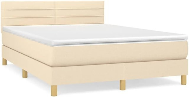 vidaXL Boxspringbett Hybrid mit Matratze Beige B/T/H: 140 x 190 cm - Bild 1