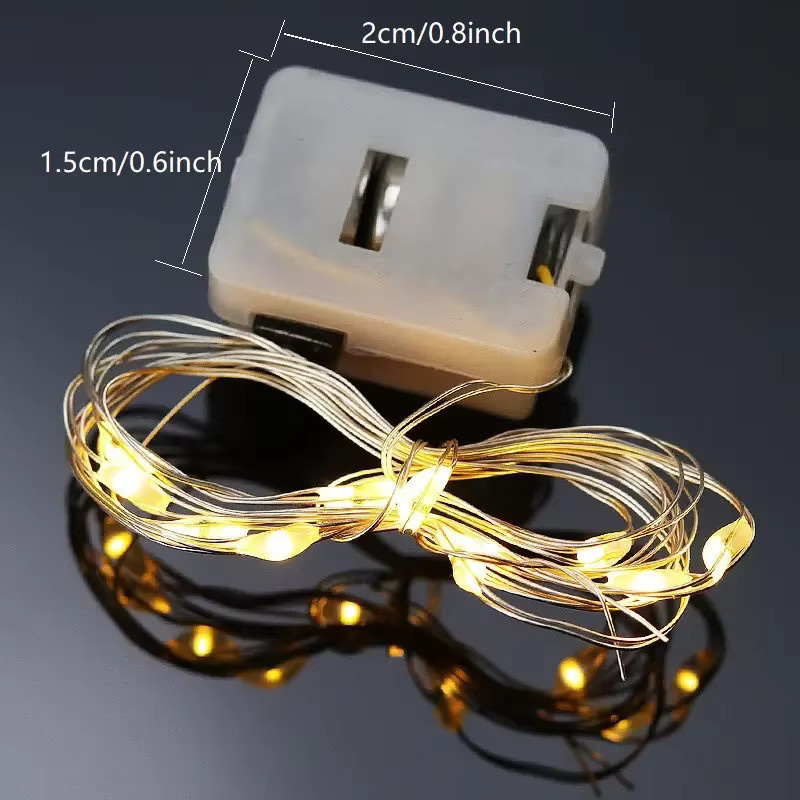 10er Set Peach Forest LED Lichterkette warmweiß, batteriebetrieben und wasserdicht mit silbernem Metalldraht für DIY Dekorationen, Hochzeiten und Partys - Bild 1