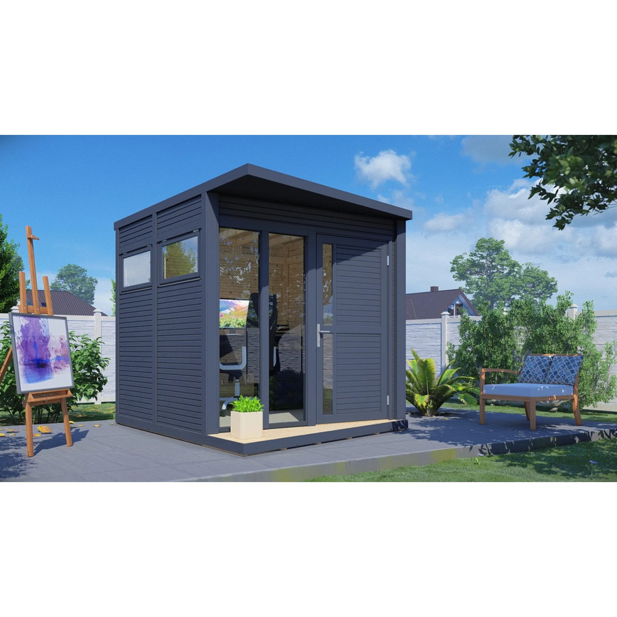 Bertilo Gartenhaus Concept Office in Anthrazit mit modernem Design und Flachdach, B: 297 cm, T: 234 cm, H: 227 cm - Bild 2