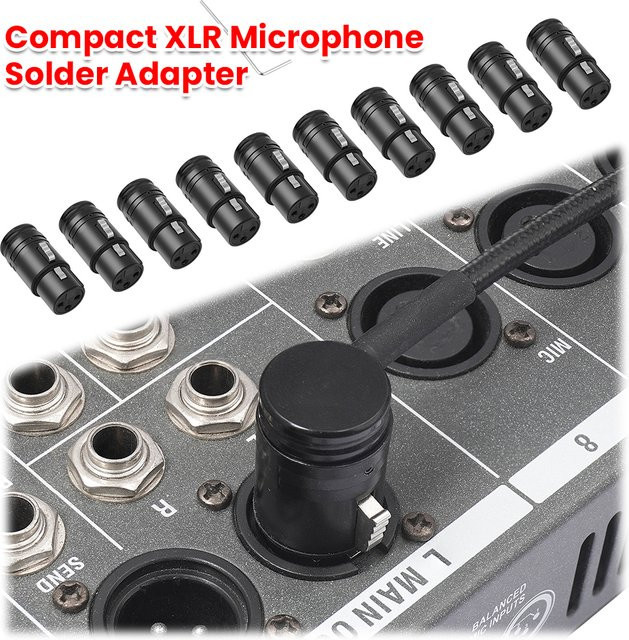 ALLOET XLR-Adapter 3-polig vergoldet in Schwarz und Gold mit Schraubenschlüssel aus Zinklegierung für Leistungsverstärker - Bild 1