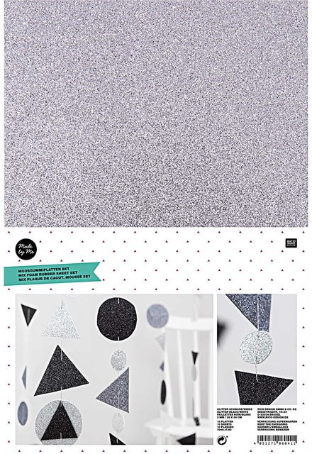 Rico Design Moosgummi schwarz-weiß 2mm B: 20 cm, H: 30 cm, 10 Platten - Bild 1