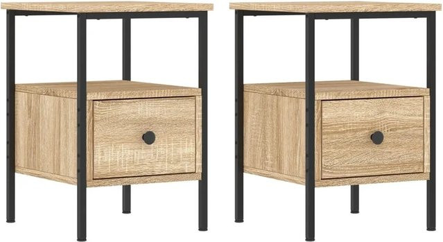 vidaXL Nachttische 2er Set Sonoma-Eiche braun, B/T/H: 34 x 36 x 50 cm - Bild 1