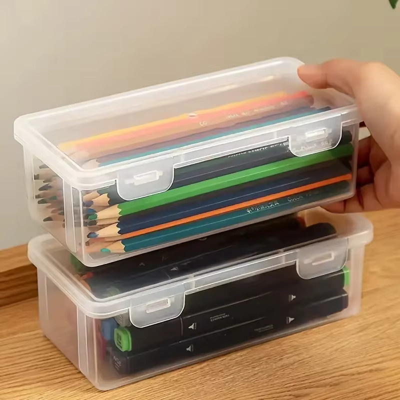 Transparente Schreibwarenbox aus Kunststoff mit mehreren Fächern zur Organisation von Dokumenten und Stiften - Bild 2
