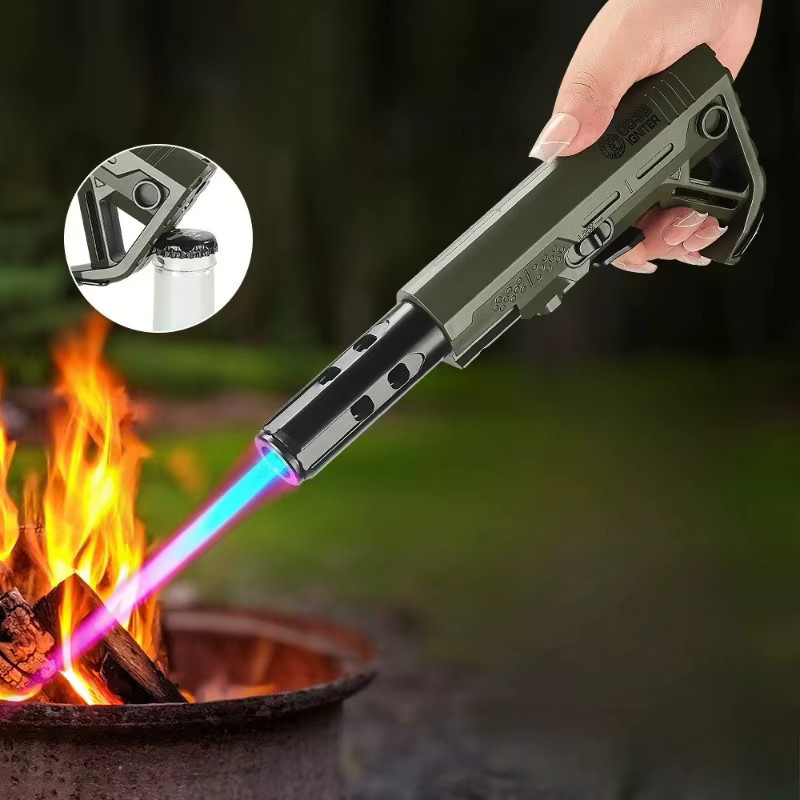 4-in-1 Jet-Taschenlampe und Schweißpistole mit roter Flamme, 1300 °C, Feuerzeug und Flaschenöffner in Rot und Braun - Bild 3