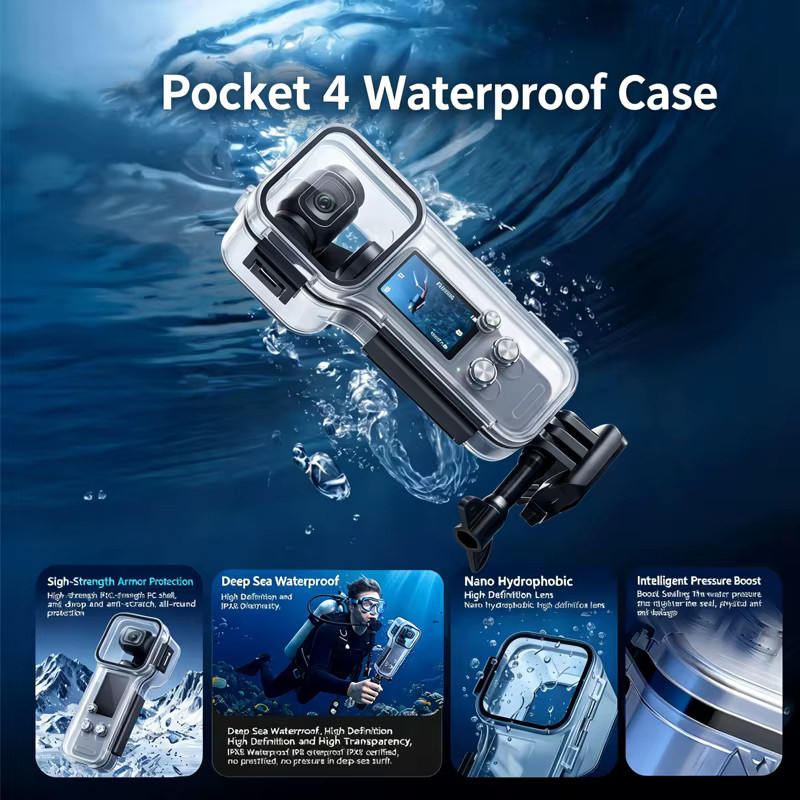 DJI Osmo Pocket 4 Unterwasser-Tauchgehäuse transparente Wasserdichte Schutzhülle für Surf-Zubehör - Bild 4