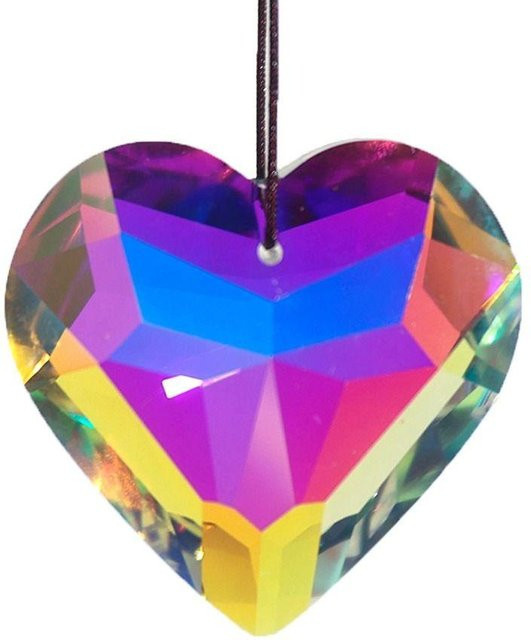 Kristallprismen Fensterbehang mit Herz-Motiv in Weiß und Multicolour aus Glas - Bild 1