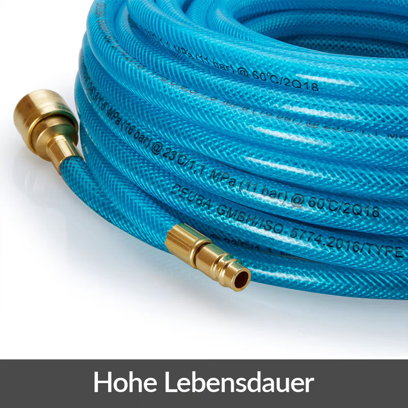 Deuba Druckluftschlauch in Blau mit Schnellkupplung und Stecker, Länge: 10 m - Bild 5