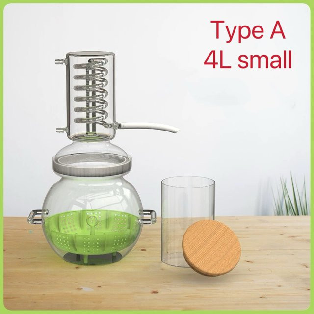 YEERAEQP Mini-Haushalts-Glasdestilliergerät für ätherische Öle, 4 l, transparent - Bild 1