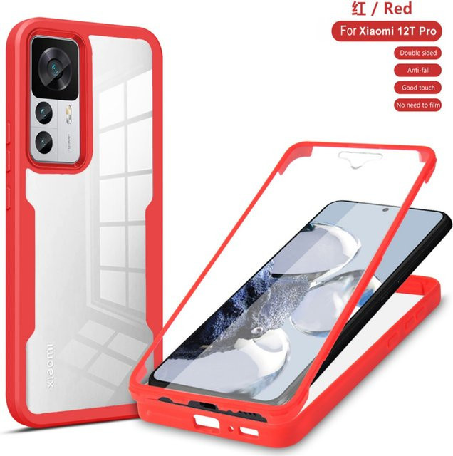Stoßfeste 360 Grad Handyhülle für Xiaomi Redmi Turbo 4 5G mit integriertem Displayschutz und transparenter Rückseite in Schwarz und Transparent - Bild 1