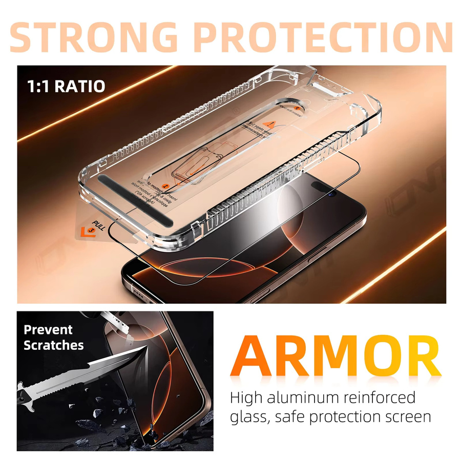 ONM HD-Hartglas Displayschutzfolie für iPhone 17 Air Pro Max, transparent - Bild 2