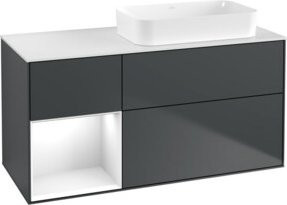 V&B Waschtischunterschrank Finion mit Wandbeleuchtung, Farbe Weiß lackiert, B/T: 120 x 60 cm - Bild 1