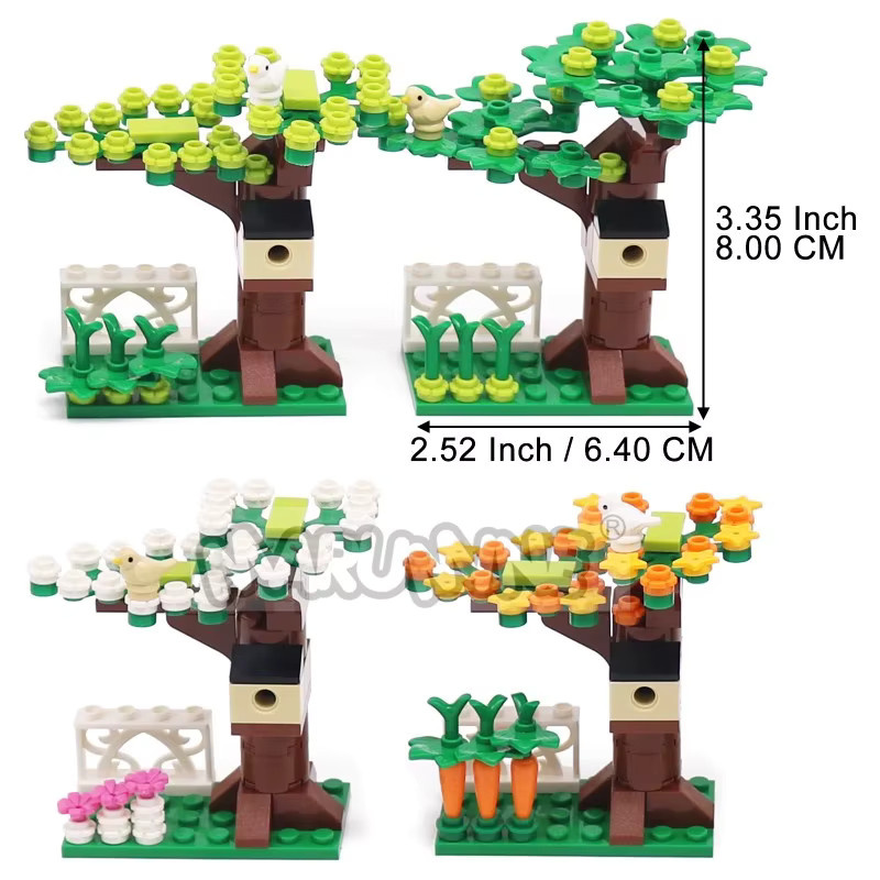 MARUMINE Kleine Partikel MOC Ziegel Baumhaus Set mit Vogel, Bausteine Modell Kit - Bild 2