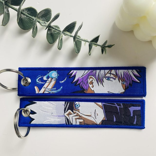 Schlüsselanhänger Japanischer Anime Stickerei, grau, Unisex - Bild 1
