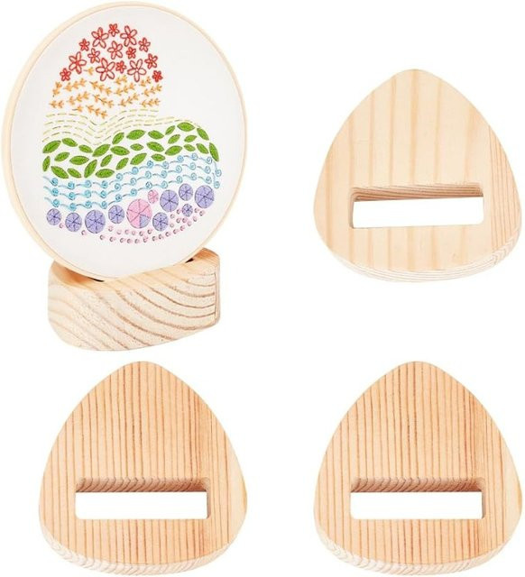 4er-Set Stickrahmen-Displayständer aus Holz in Dreiecksform, braun - Bild 1