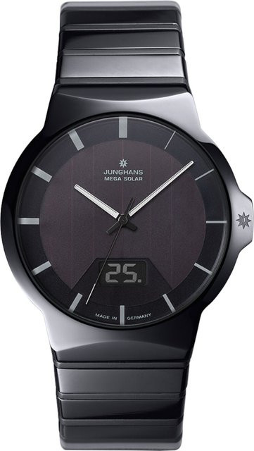 Junghans Armbanduhr Force Mega Solar, Keramik, Schwarz, 40 mm, Herren - Bild 1