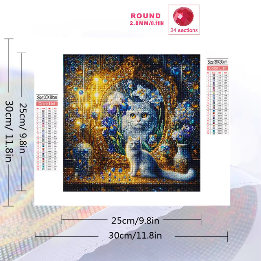 EverShine Diamant-Mosaik Katzenbild Bastelset mit Strass-Stickerei in Multicolour, B/H: 20 x 20 cm - Bild 2