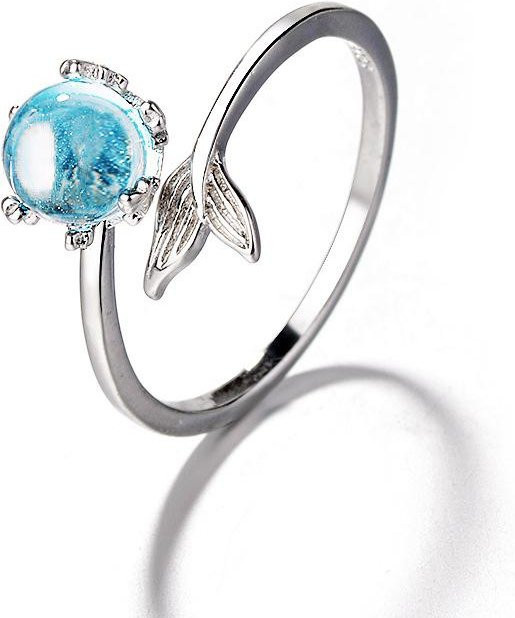 Ring Silber, Blauer Zirkonia, Meerjungfrau Fischschwanz, Damen - Bild 1