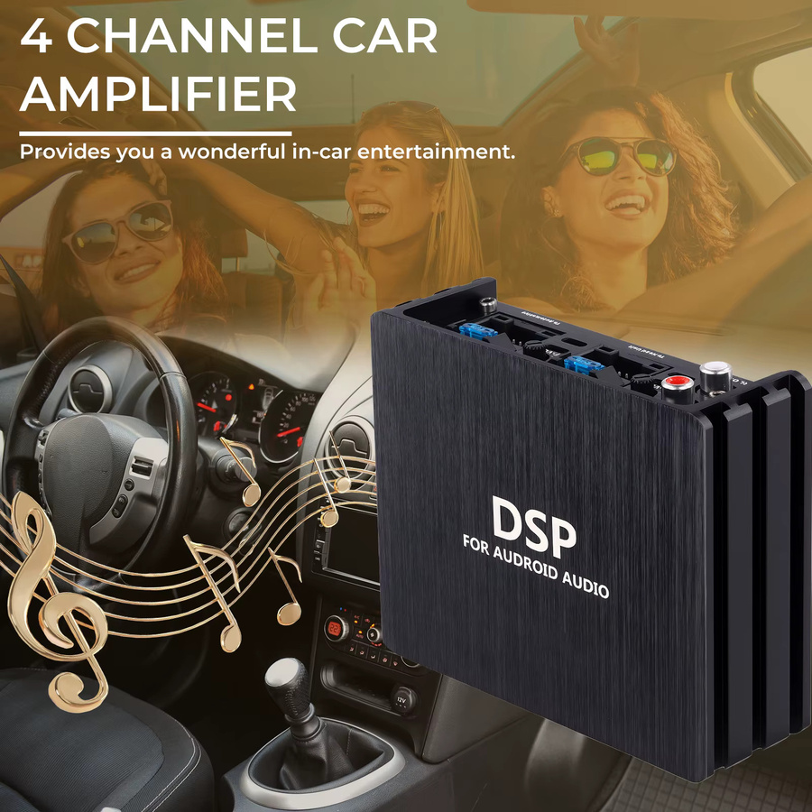 Podofo 4-Kanal 60W DSP Auto-Audioverstärker in Schwarz für Stereo-Lautsprechertreiber und Android-Headunits - Bild 2