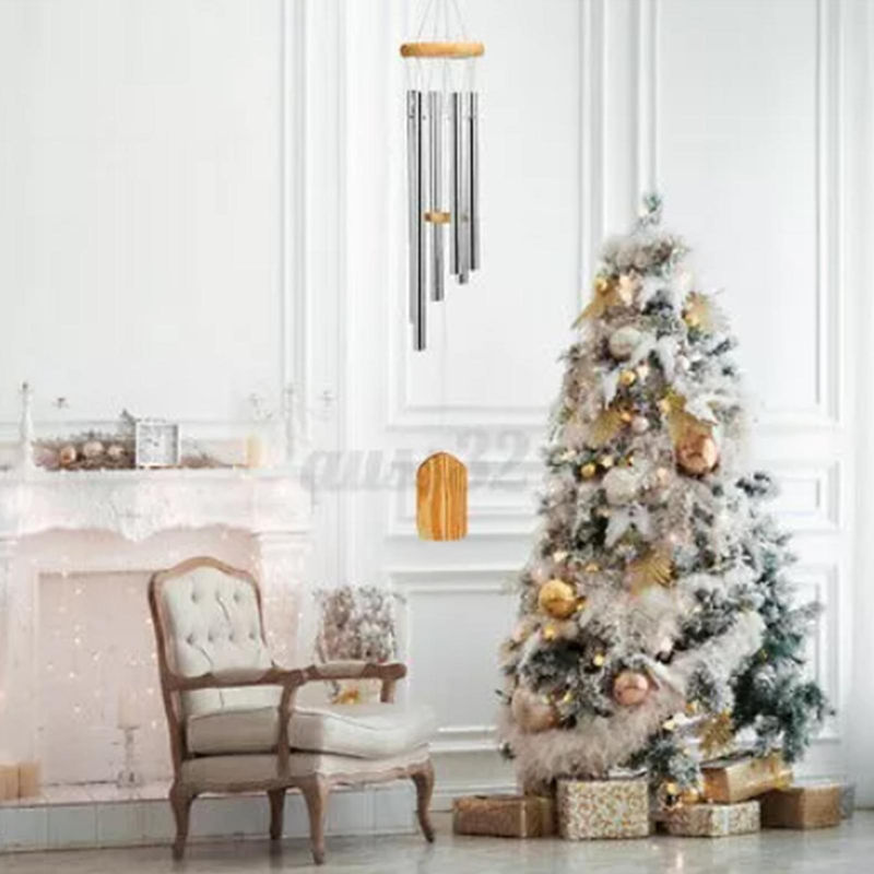 CosyHome Windspiel aus Metall und Holz in Silber als hängende Dekoration für den Außenbereich - Bild 3