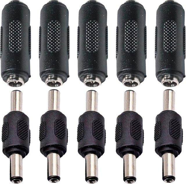FRHY DC Power Stecker und Buchse Set, 10 Stück, Barrel Typ 5,5 x 2,1 mm, Schwarz, für 12V/24V CCTV Kamera und LED Streifen Netzteil - Bild 1