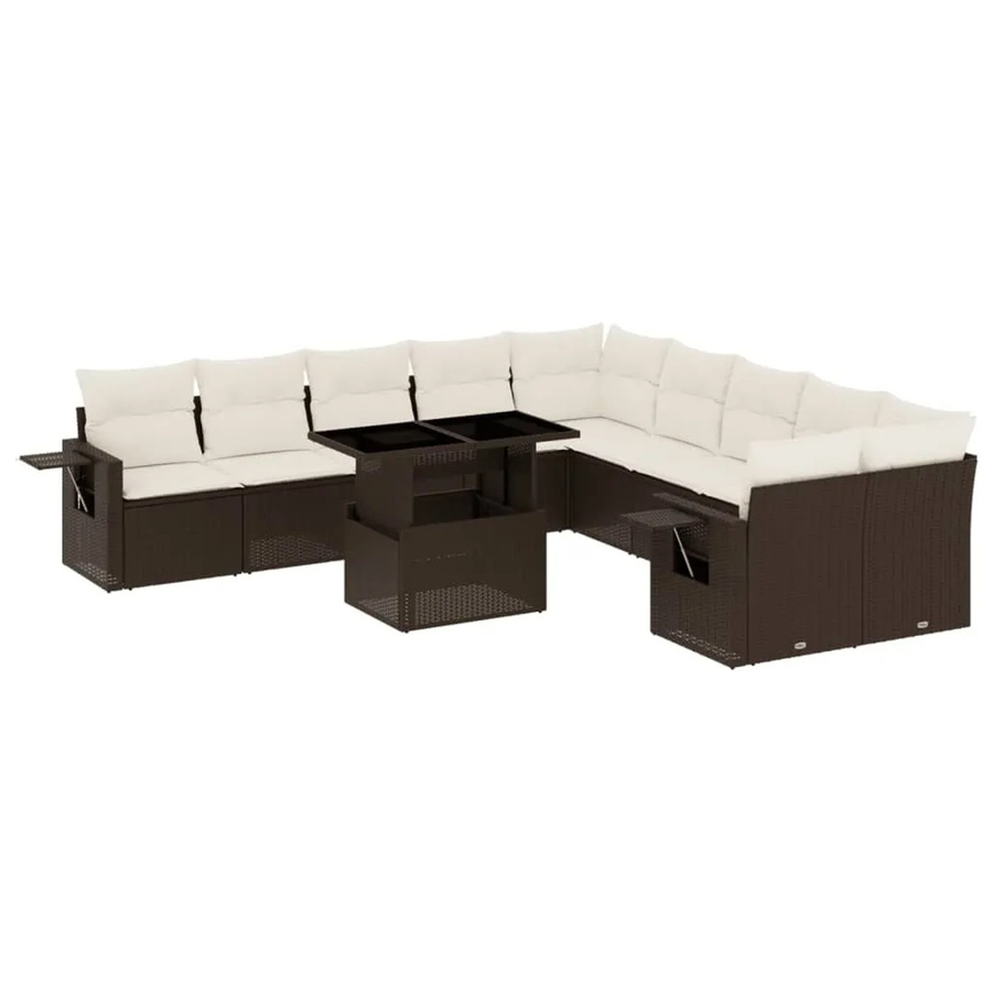 vidaXL 11-tlg. Garten-Sofagarnitur aus braunem PE-Rattan mit Kissen und pulverbeschichtetem Stahlgestell - Bild 2