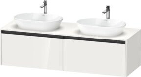 Duravit Waschtischunterschrank Ketho.2 in Weiß Hochglanz, wandhängend mit 2 Auszügen, Breite: 160 cm, Tiefe: 55 cm - Bild 1