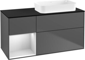 V&B Waschtischunterschrank Finion mit Regalfach links, Anthrazit lackiert, B/T: 120 x 60 cm - Bild 1