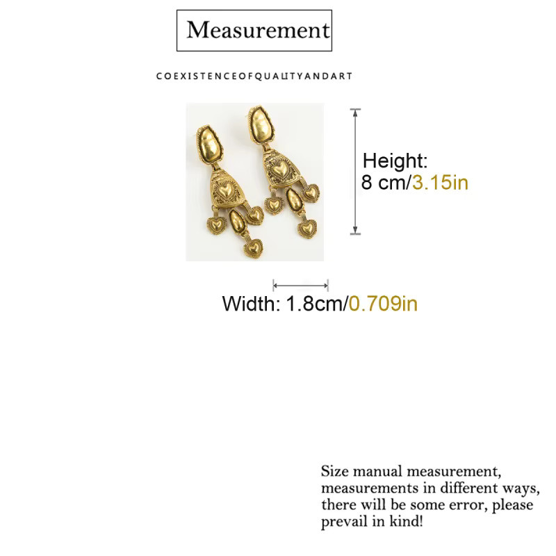 Icareu Ohrringe mit Herzanhänger, Gold, Messing, Damen, Vintage - Bild 3