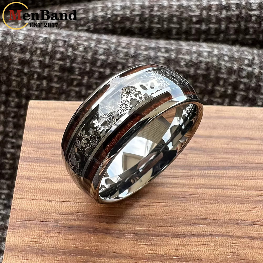 MenBand Zahnradring Wolfram, Holzeinlage, Silber, Unisex - Bild 3