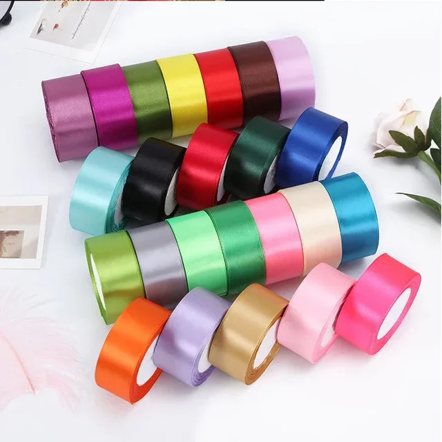 Satinband Rolle für Bastelarbeiten und DIY-Projekte, Breite: 4 cm, in Weiß und Multicolour - Bild 1