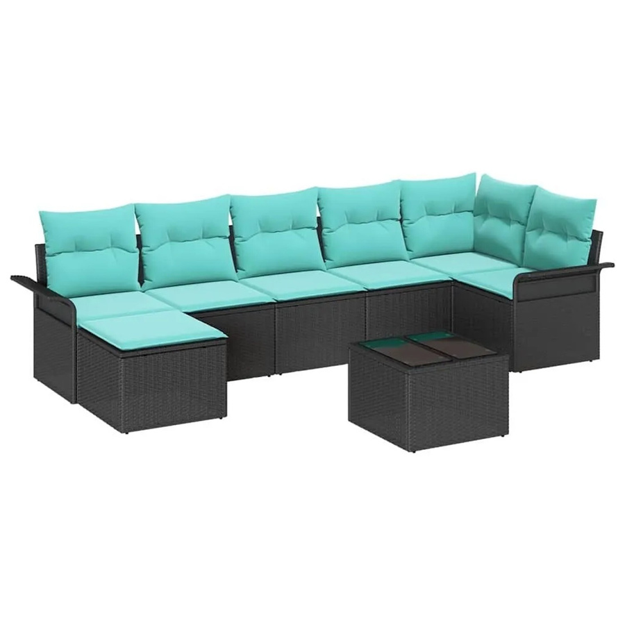 vidaXL Gartensofa-Set aus Poly-Rattan in Schwarz mit 8-teiliger Polsterung und integriertem Stauraum für Terrasse und Garten - Bild 2