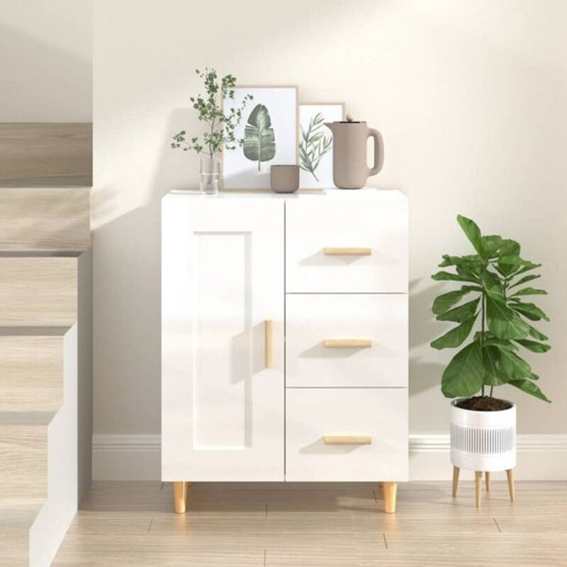 Vidaxl Sideboard in Hochglanz-Weiß aus Holzwerkstoff, B/T/H: 69,5 x 34 x 90 cm - Bild 1